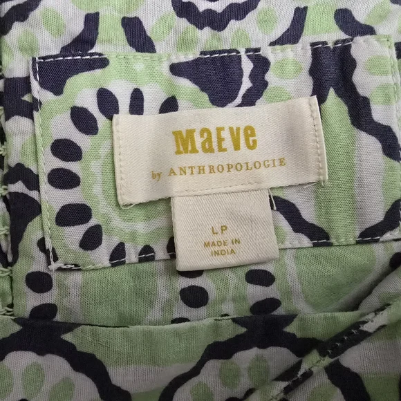 Anthropologie Maeve Blue, Green and White Mini Dress - Picture 14 of 14